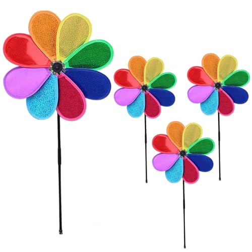 MOAZIFI Windrad Garten - 4-Stück Windspiel Set mit 30cm...