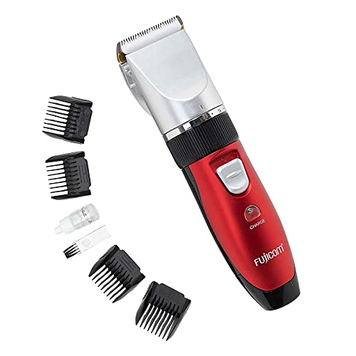 Fujicom Cordless Hair Trimmer – Men’s Grooming Kit Haircut Machine for All Hair Type – Adjustable Length Ceramic Blade – Low Noise – 4 Combs for All Hair Types Rechargeable