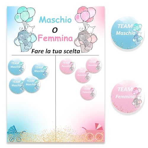 kit baby shower boy or girl,72 Adesivi Baby Shower+poster,Team Maschio e Team femmina,gender reveal party decorations,benvenuto nascita,rivelazione sesso bambino