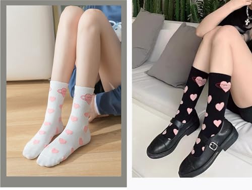 YYaaloa Women Above Ankle Crew Socks Soft Cotton Heart style Casual Calf Workout Socks3