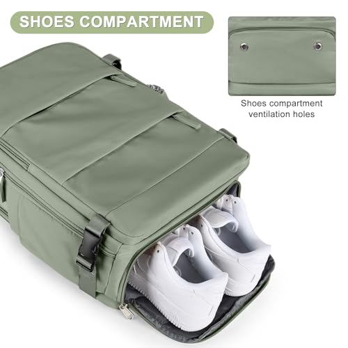 Image of coofay Travel Backpack For Women Men Airline Approved Carry On Backpack Flight Approved Waterproof Sports Luggage Backpack Casual Daypack Small Hiking Backpack Grey Green