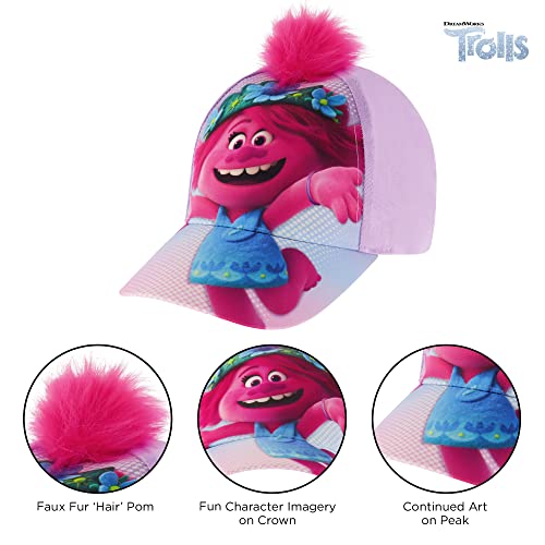 DreamWorks Girls' Baseball Cap, Trolls Adjustable Kids Hat for Ages 4-73