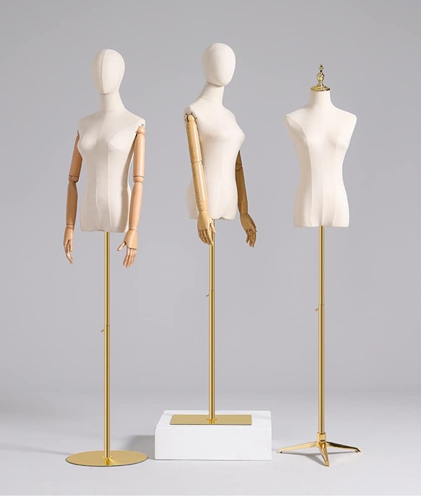 Dress Form Female Bust Mannequin Torso, Height Adjustable Female Dress Model Display Torso Body Hat Jewelry Clothing Window Display