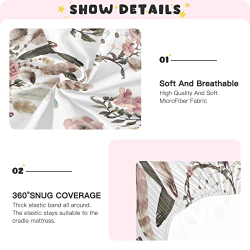 Xigua Dream Catcher Rose Crib Sheet Soft Breathable Comfortable For Standard Crib Mattress And Toddler Mattresses,Girls And Boys(39*27*5In) #TOP4