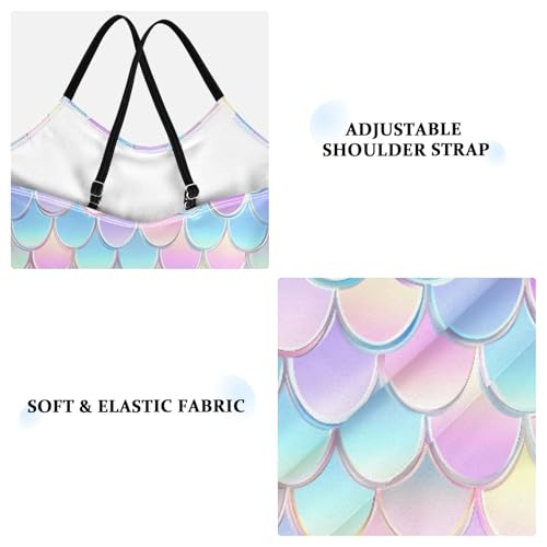 senya Girls Swimsuits One-Piece Swimwear Tie Bathing Suit Beach Summer Round Neck 5-6T Mermaid Scales Pattern3