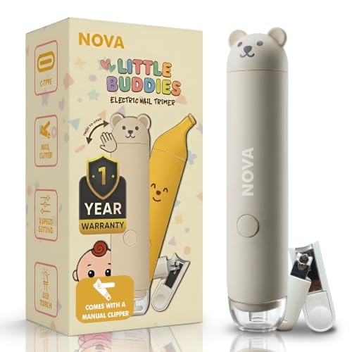 Image of Baby Nail Trimmer Rechargable | New Born Essentials | Baby Nail Cutter New Born 0-12 Months | 6 Filer Heads Adjustment |1 Year Warranty |Teddy Paw