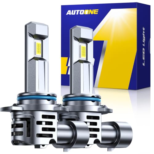 Image of AUTOONE 9012 Led Headlight Bulbs, 70000LM 6000K Cool White, 1400% Brightness Upgraded, HIR2 Bulbs Replacement for Cars, Plug and Play (Pack of 2)