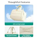 BAGSMART Travel Toiletry Bag, Crush Toiletry Bag for Women, Wide-open Puffy Toiletry Bags for Traveling, Large Travel Cosmetic Makeup Bag Organizer for Accessories,Toiletrie, Beige - Image 3