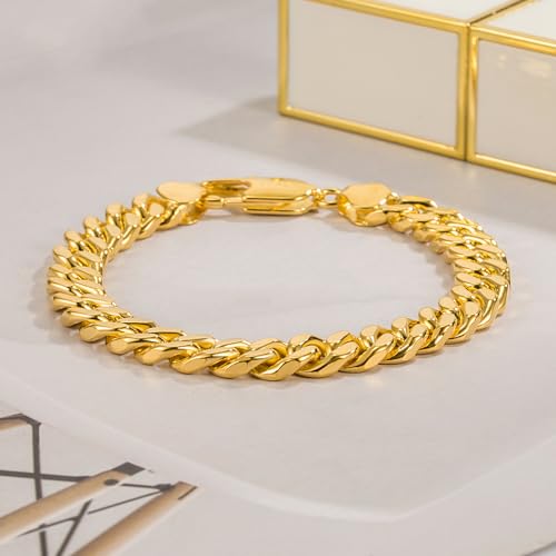 Dankadi Italian Men 925 Sterling Silver Bracelet 8-10-12MM Solid Miami Cuban Link Curb Chain 7" 7.5" 8" 8.5" 9" 9.5" 10" Bangle Man Jewelry Gift (Gold 8MM Smooth, 8 inch) by Dankadi - Used condition - Image 5