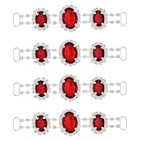 CHGCRAFT 4Pcs Crystal Rhinestone Bikini Connectors Metal Buckles Silver Plated Bra Swimwear Connectors Oval Buckle Clips Links for DIY Garment Belt Rings Bags Decoration Accessories, Red, 95x23mm