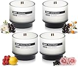 XQMI Juego de recarga inteligente de velas perfumadas, 4,25 oz con hasta 35 horas de duración de combustión, grosella negra, brisa marina | frambuesa, idea de regalo, cumpleaños, paquete de 4 unidades
