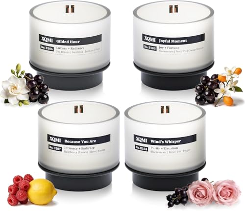 Kit remplissage bougies parfumées cassis et brise de mer 35h (lot de 4)