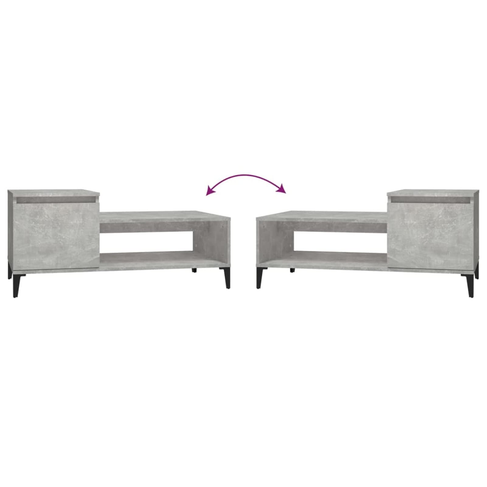 Homgoday Tavolino da caffè grigio cemento 100 x 50 x 45 cm, tavolino da tè per soggiorno, sala ricevimenti per ospiti, camera da letto e ufficio, mobili 1222