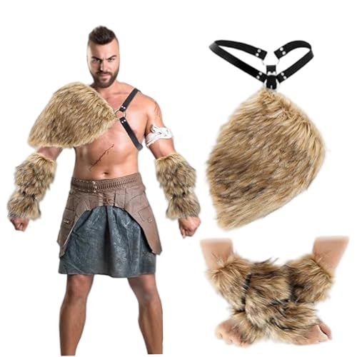 Rachlicy 3 pièces/ensemble Costume Viking hommes chaud fausse fourrure Costume barbare comprend...