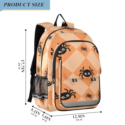 the backpack kid 8-12： large capacity books bag for college in assorted colors - Halloween Black Spider2