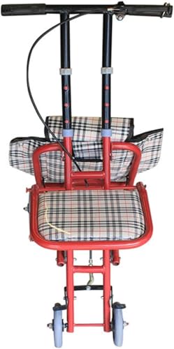 Syfunny移動補助旅行補助具、操作が簡単な軽量歩行器ウォーカー、シート/バッグ/4輪付き、同伴者のいない障害者や高齢者用