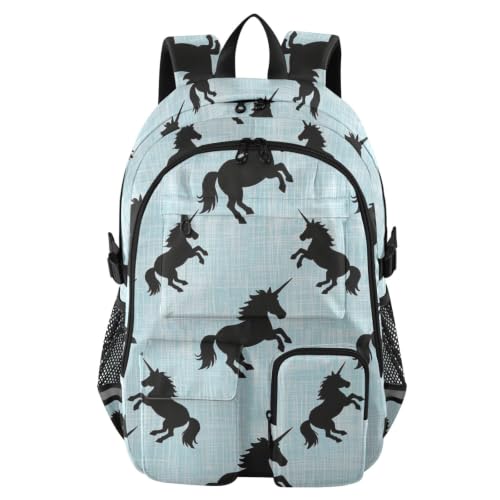 Mochila para mujer de 17.5 pulgadas con diseño azul de unicornios para organizar tu portátil