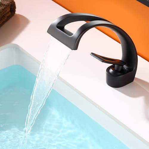 Robinet cascade lavabo salle de bain mitigeur monotrou eau réglable brossé