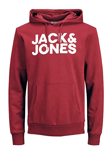 JACK & JONES Herren JJECORP Logo Sweat Hood, Rio Red/Large Print/W White, XL – Ansicht 1