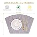 GIVERARE Placemats Set of 4 Round, Wedge Shaped Heat-Resistant Woven Vinyl Placemat 12x18in, Non-Slip Washable PVC Table Mat, Premium Plastic Mats for Dining, Kitchen Table (Silver)