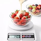 Balança de Cozinha Digital Moderna Compacta Bandeja Antiderrapante Resistente À Água Medição Exata Peso Até 10kg Design Elegante Perfeita Para Confeitaria E Receitas Salgadas Doces Fácil De Guardar