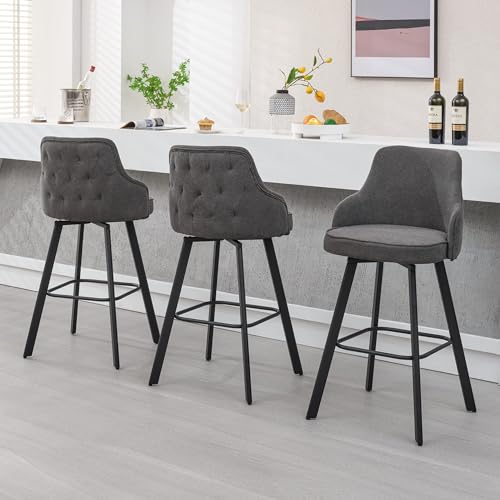 Image of Swivel Bar Height Bar Stools Set of 3, 30 inch Barstool for Kitchen Island