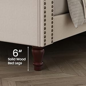 Queen Bed Frame Sleigh Bed Frame with Headboard and Footboard Upholstered Platform Bed Frame No Box Spring Needed | Deep Button Tufted | Easy Assembly | Wood Slats | Cream White Queen Bed Frame Sleigh Bed Frame with Headboard and Footboard Upholstered Platform Bed Frame No Box Spring Needed Deep Button Tufted Easy Assembly Wood Slats Cream White