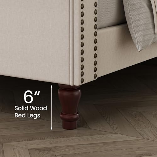 Queen-Bed-Frame-Sleigh-Bed-Frame-with-Headboard-and-Footboard-Upholstered-Platform-Bed-Frame-No-Box-Spring-Needed-Deep-Button-Tufted-Easy-Assembly-Wood-Slats-Cream-White Queen Bed Frame Sleigh Bed Frame with Headboard and Footboard Upholstered Platform Bed Frame No Box Spring Needed Deep Button Tufted Easy Assembly Wood Slats Cream White