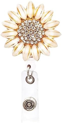 Ascrafter Luxury Flower Retractable Name Card Badge Holder with Alligator Clip, ID Badge Reel Clip On Card Holders