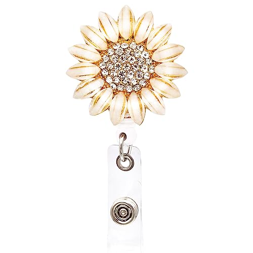 Ascrafter Luxury Flower Retractable Name Card Badge Holder with Alligator Clip, ID Badge Reel Clip On Card Holders
