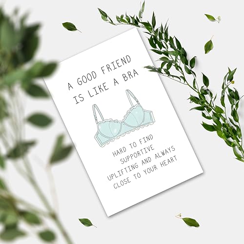 Image of Funny Birthday Cards for Women Friends - 'A Good Friend Is Like A Bra' Humorous Sister BFF Bridesmaid Card, Uplifting & Supportive Friendship Greeting Card