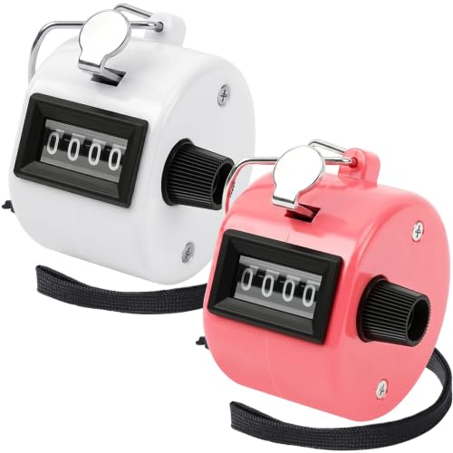 FEBSNOW 2Pcs Plastic Hand Tally Counter 4-Digit Clicker for Golf Pitch