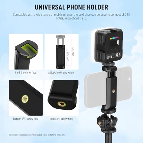 OTREST Suporte de webcam para mesa com suporte de telefone, cabeça esférica de 360°, rosca de 0,6 cm