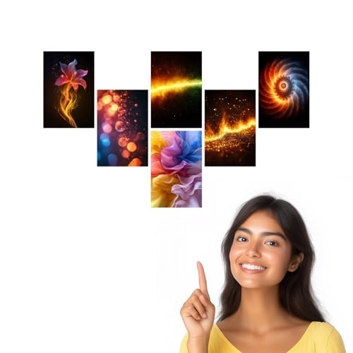 Image of SiddArtify Abstract Wall Art Poster Print Set - Modern Decorative Prints for Living Room Bedroom Office - Set of 2-4x6 Inch - Board (Pack of 6) - Sticker (Pack of 6)