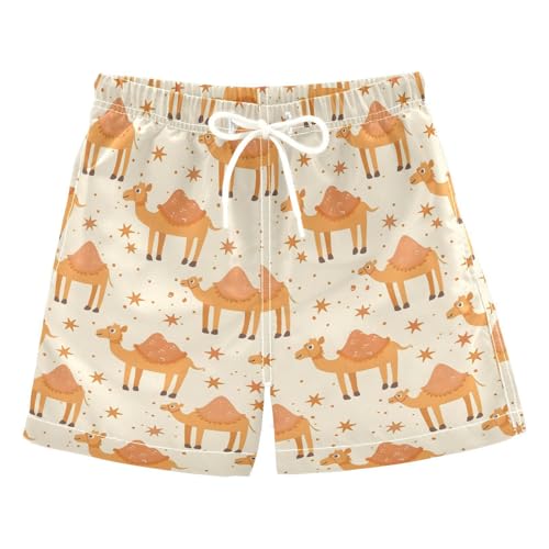ALAZA Cute Camel Star Orange Boys Quick Dry Beach Board Shorts Kids Swim Trunks Bathing Suit Swimsuit