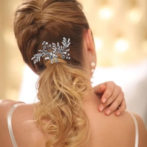 KuuGuu 2 peças de pente de cabelo de noiva de cristal para casamento com strass brilhante, peças de