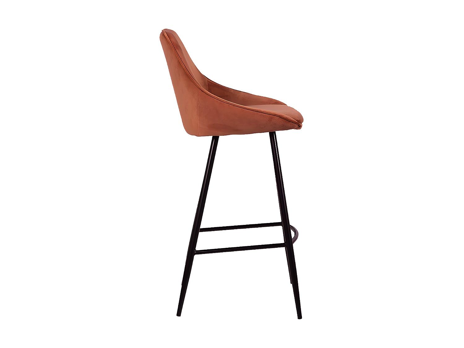Vente-unique - Lot de 2 tabourets de Bar - Velours - Terracotta - MASURIE