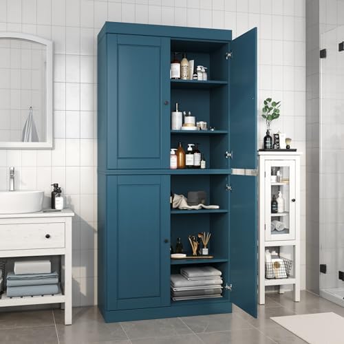 Palace Imports Solid Wood Tall Bathroom Pantry Cabinet with 4 Woo...