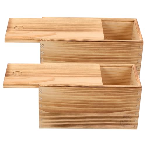 Boîtes de rangement en bois couvercle coulissant DOITOOL - 2
