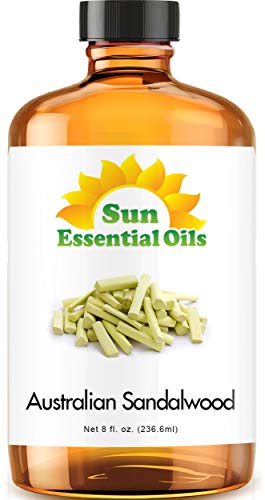 Sun Essential Oils – 8 oz Australian Sandalwood Essential Oil with Dropper for Diffuser, Skin, Aromatherapy Massage, Humidifier, Scent for Candle, Lotion & Soap Making at Home, Fragrance for Room
