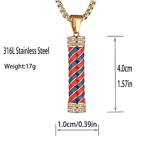STWTR Stainless Steel Gold-Plated Hair Salon Lamp Pendant Necklace, Men'S And Women'S Revolving Lamp Barber Shop Pendant Necklace2
