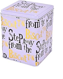 Widdop and Co Step Away from the Biscuits - Tin / Caddy / Cookie Container - White, Black, Gold - 16.5 cm