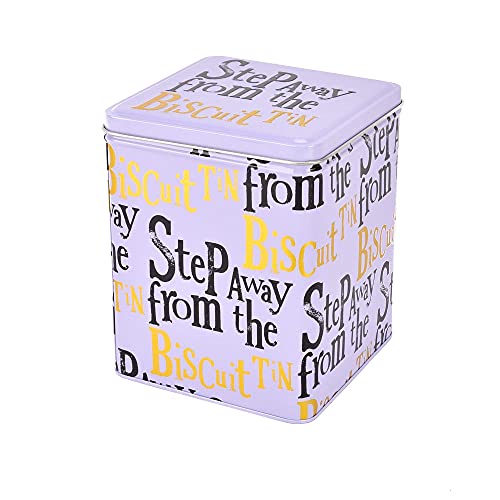 Widdop and Co Step Away from the Biscuits - Tin / Caddy / Cookie Container - White, Black, Gold - 16.5 cm