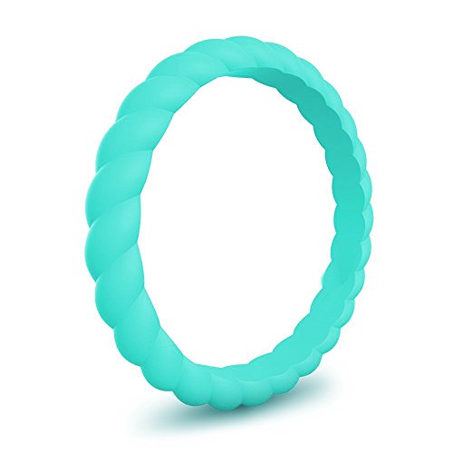 Caiyao 3 Pcs Silicone Wedding Ring Thin Rubber Wedding Bands Stackable Braided Ring Fashion Colorful Athletic Ring Sets Comfortable Fit Skin Safe Affordable Braided Silicone Wedding Bands For Women-6 #TOP3