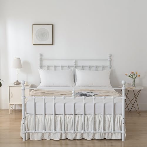 Tufted Dot Bed Skirt Queen Size - Ruffled Bed Skirt with Split Corners by TSUTOMI - Used condition - Image 7