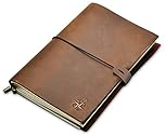 WANDERINGS A5 Travelers Notebook Refillable Leather Travel Journal, 15x22cm / 6x8.5"- Hand-Crafted Genuine Leather - Perfect for Travelers, Writers, Diary - Blank Inserts