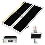 Wheelchair Ramp,2.135m Folding Portable Aluminum Ramp, 362kg Capacity,with Transition Plate and Reflective Warning Stickers, for Wheelchair Scooters Power Chairs Walkers Metallic