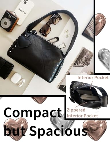 Image of Studded Purses Y2k Shoulder Bag Vintage Leather Punk Handbag Grunge