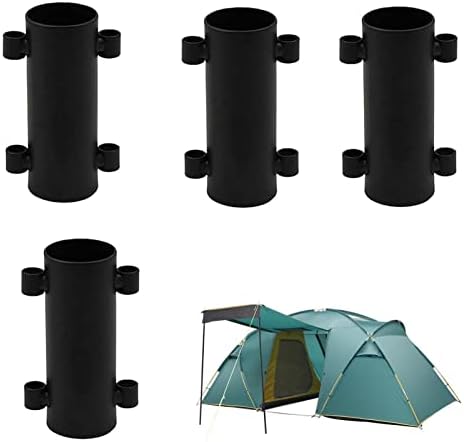 YJYQ Pack of 4 Awning Pole Holders | Windproof Steel Pole with Fixed Tube - Portable Camping Canopy Rod Fixer for Beach Umbrellas, Fishing Umbrellas, Camping Tents, Canopies