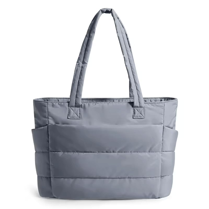 Bolsa Puffer Feminina Mala Academia Viagem Nylon Acolchoada (Cinza)